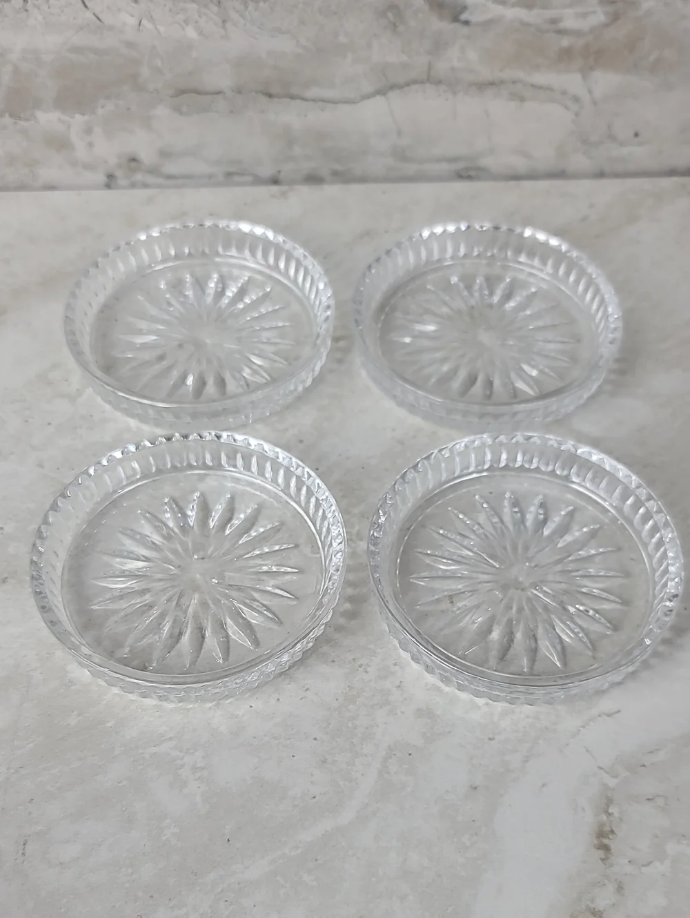Vtg Princess House ROYAL HIGHLIGHTS Round Starburst Drink Coasters - Set of 4